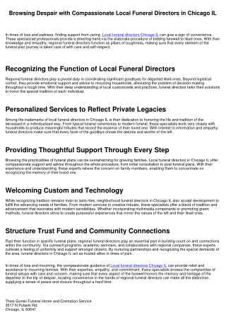 Browsing Sorrow with Compassionate Resident Funeral Directors in Chicago IL