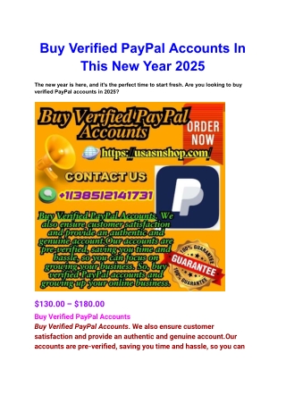Buy Verified PayPal Accounts In This New Year 2025
