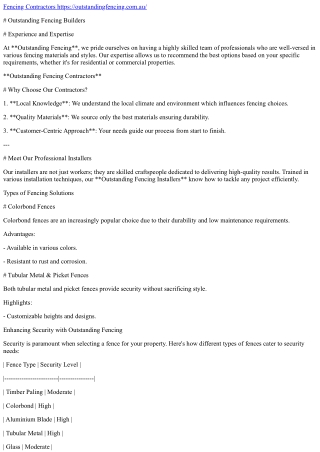 Outstanding Fencing Builders