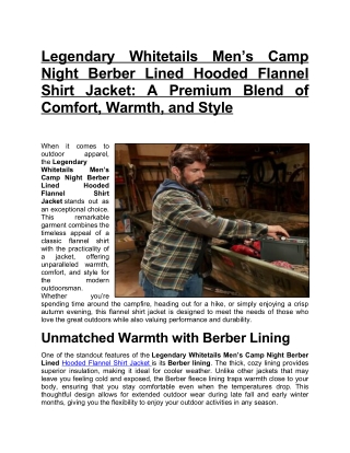 LegenHooded Flannel Shirt Jacket-Night Berber Lineddary Whitetails Men