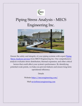 Piping Stress Analysis - MECS Engineering Inc.