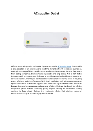 AC supplier Dubai