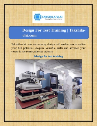 Design For Test Training | Takshila-vlsi.com