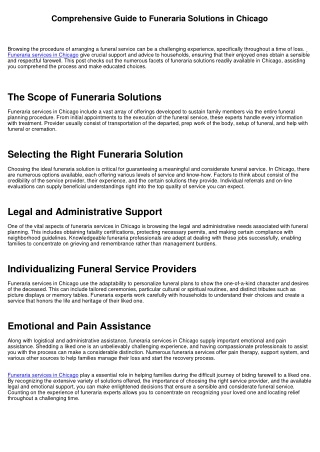 Comprehensive Guide to Funeraria Providers in Chicago