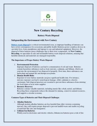 Battery Waste Disposal