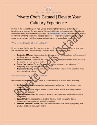 Private Chefs Gstaad