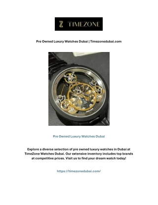 Pre Owned Luxury Watches Dubai | Timezonedubai.com