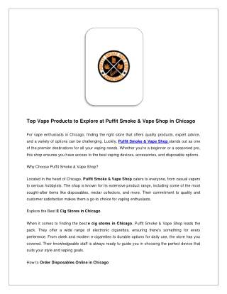 Top Vape Products to Explore at Puffit Smoke