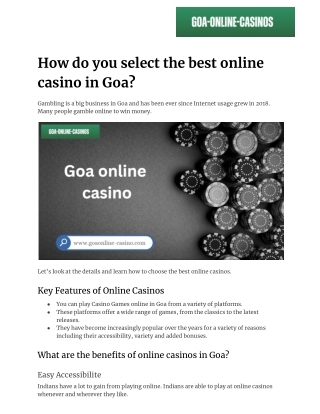 How do you select the best online casino in Goa