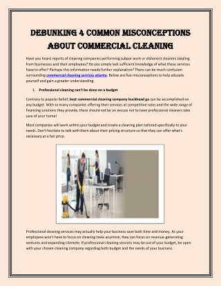 Debunking 4 Common Misconceptions About Commercial Cleaning
