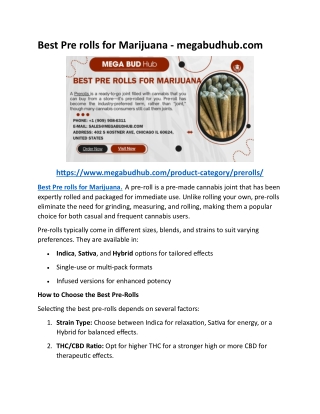 Best Pre rolls for Marijuana - megabudhub