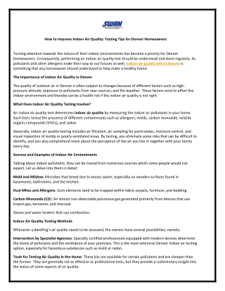 How to Improve Indoor Air Quality: Testing Tips for Denver Homeowners