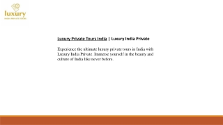 Luxury Private Tours India  Luxury India Private