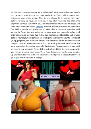 Welcome to Pune Paid Services & Fun Entertainment