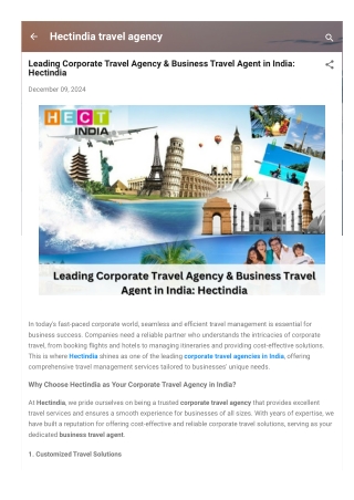 Leading Corporate Travel Agency & Business Travel Agent in India Hectindia
