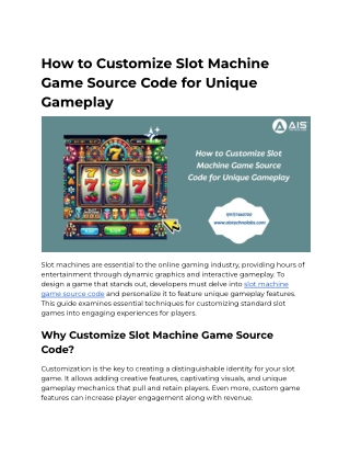 How to Customize Slot Machine Game Source Code for Unique Gameplay