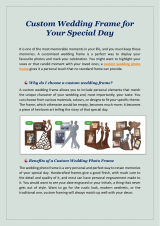 Custom Wedding Frame for Your Special Day