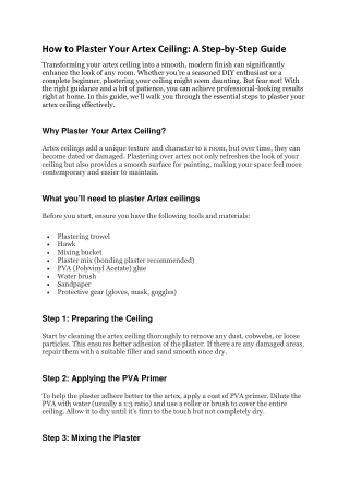 How to Plaster Your Artex Ceiling