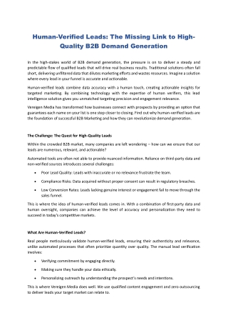 Human-Verified Leads The Missing Link to High-Quality B2B Demand Generation