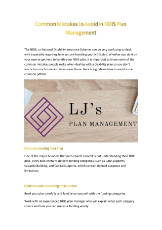 Common Mistakes to Avoid in NDIS Plan Management