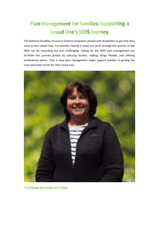 Plan Management for Families Supporting a Loved OneNDIS Journey