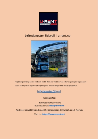Løftetjenester Eidsvoll  u-rent.no