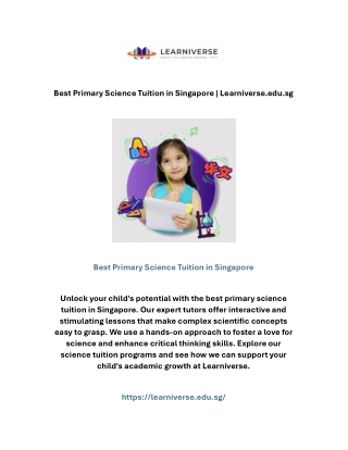 Best Primary Science Tuition in Singapore | Learniverse.edu.sg