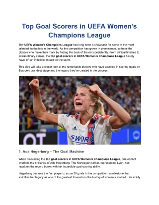 Top Goal Scorers in UEFA Women’s Champions League