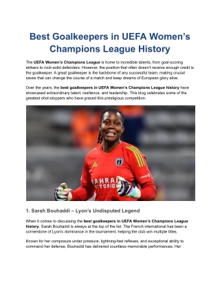 Best Goalkeepers in UEFA Women’s Champions League History