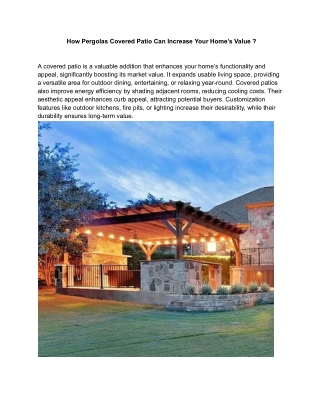 How Covered Patio Can Increase Your Home’s Value ?