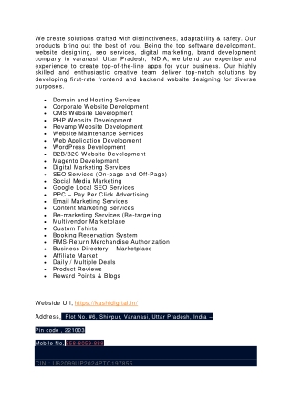 Kashi Digital Agency Pvt. Ltd. | Website Designing In Varanasi | SEO Company in