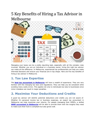 5 Key Benefits of Hiring a Tax Advisor in Melbourne
