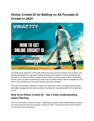 Online Cricket ID for Betting on All Formats of Cricket in 2025