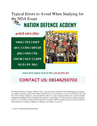 NDA Coaching in Bhopal