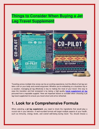 Consider When Buying a Jet Lag Travel Supplement