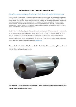 Titanium Grade 2 Coils