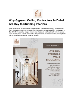 Why Gypsum Ceiling Contractors in Dubai Are Key to Stunning Interiors