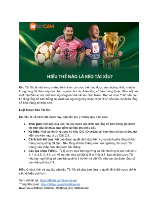 Bật Mí Cách Thắng Kèo Tài Xỉu Tại 88Bet Cam