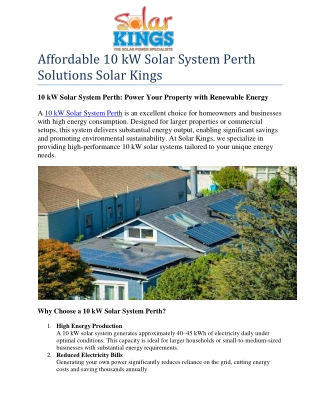 10 kW Solar System Perth