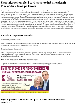 Skup nieruchomości i szybka sprzedaż nieruchomości