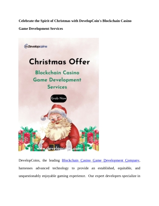 Celebrate Spirit of Christmas with developcoins blockchain casino game development services