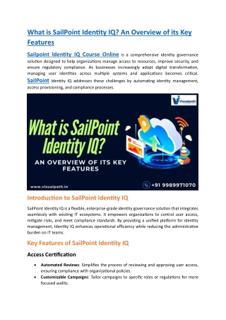 Sailpoint Identity IQ Online Training | SailPoint Online Training