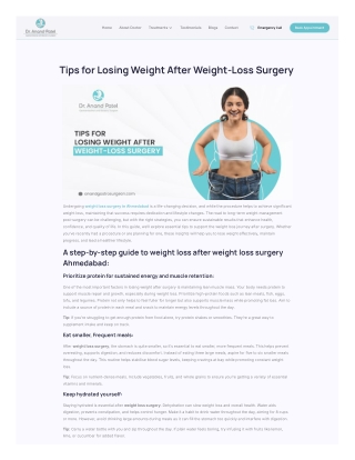 Effective tips for weight loss after weight loss surgery