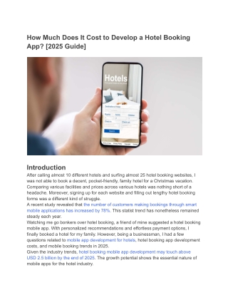 How Much Does It Cost to Develop a Hotel Booking App