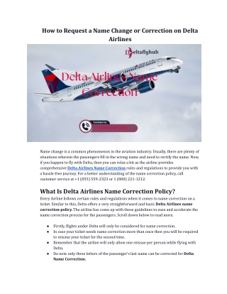 How to Request a Name Change or Correction on Delta Airlines