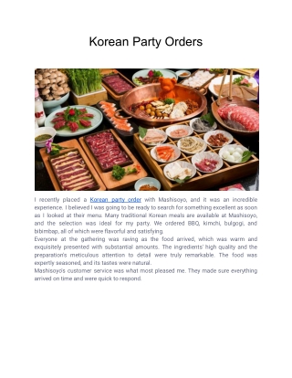 Korean Party Orders