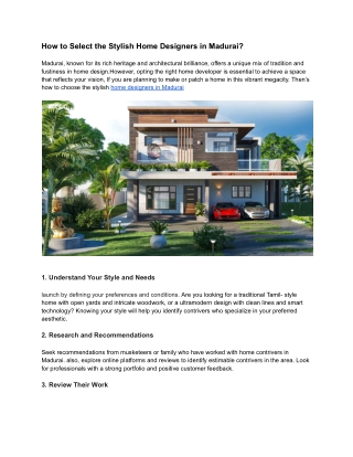 Home Designers in Madurai