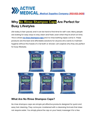 Why No Rinse Shampoo Caps Are Perfect for Busy Lifestyles