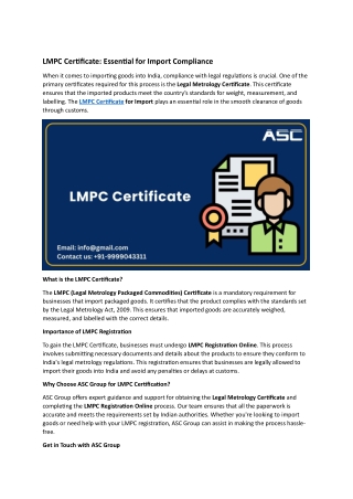 LMPC Certificate With ASC Group