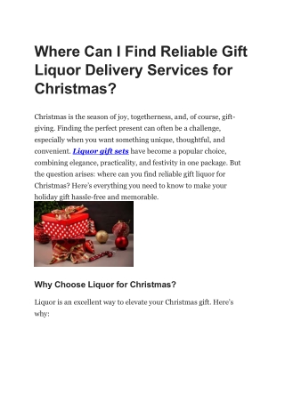 Where Can I Find Reliable Gift Liquor Delivery Services for Christmas